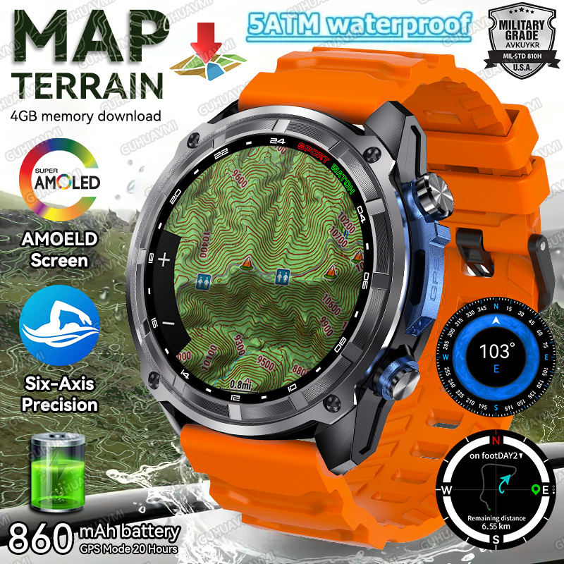 Diy Electronics Music - 2025 Neue Geländekarte GPS-Smartwatch, 4 GB