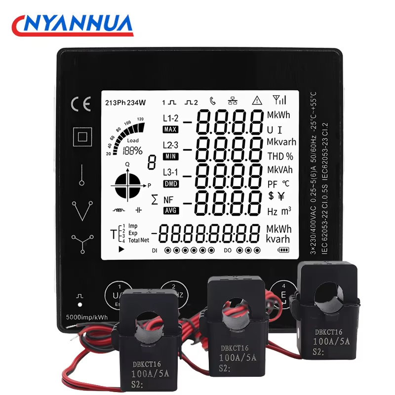 Diy Electronics Store - 3-Phasen-Energieverbrauchszähler Intelligenter KWh-Stromzähler 96*96mm Mit CT