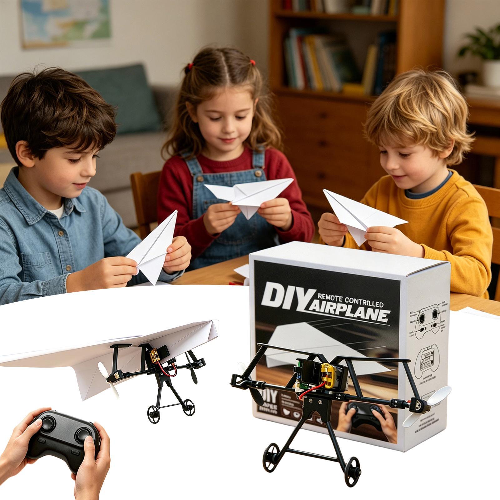 Diy Electronics Kids - DIY RC Papierflugzeug-Bausatz Flugzeugspielzeug mit Gyro-Stabilisator