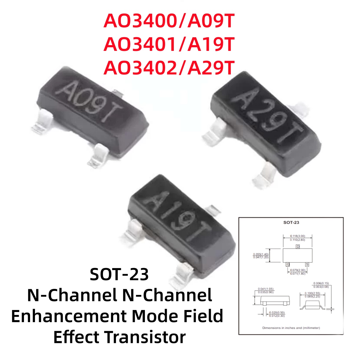 Diy Electronics Youtube Channel - 100-500 Stück AO3400/A09T AO3401/A19T AO3402/A29T N-Kanal