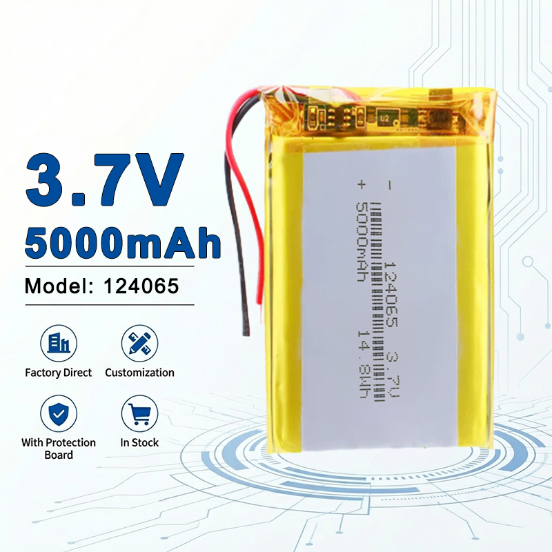 Diy Wearable Electronics - 124065 3,7V 5000mAh Wiederaufladbare Li-Ionen-Batterie für